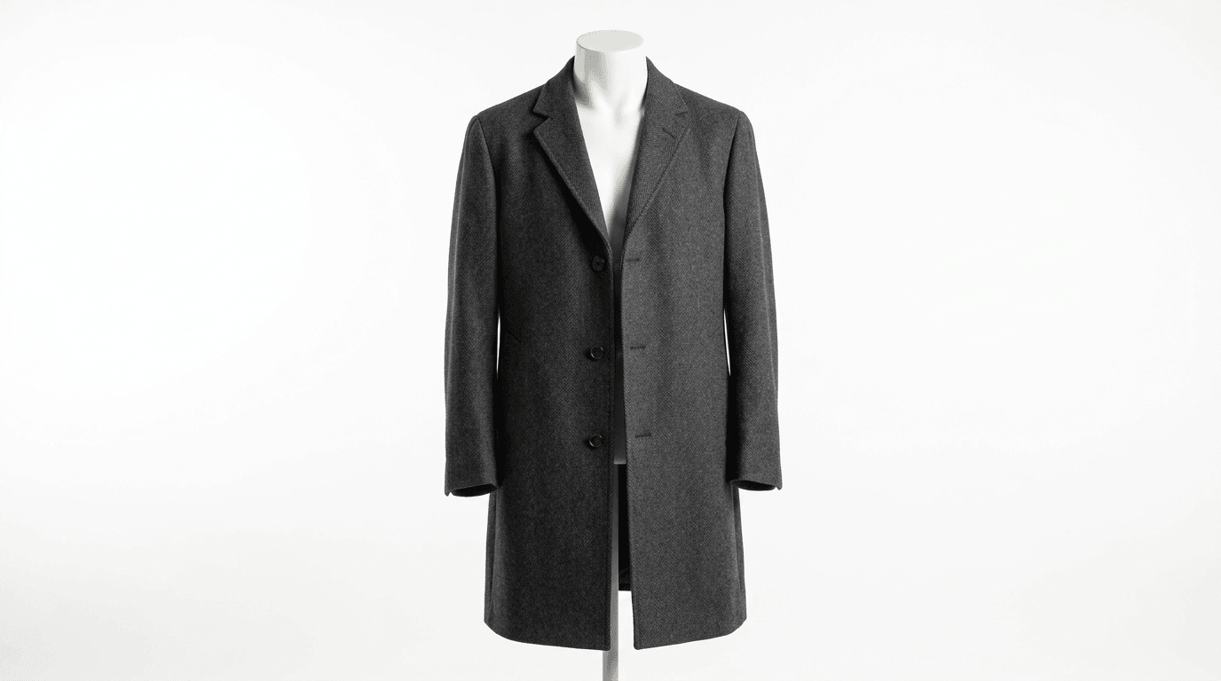Charcoal coat on mannequin