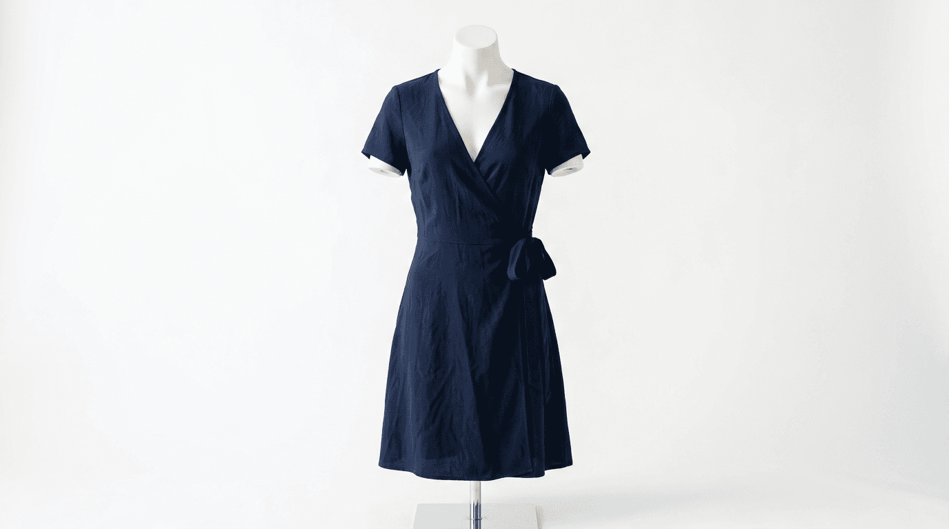 Navy Wrap Dress — before